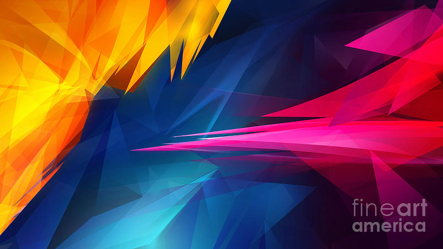 Blue Yellow And Pink Abstract Wallpaper Digital Art Purple Photograph by David McGuinness