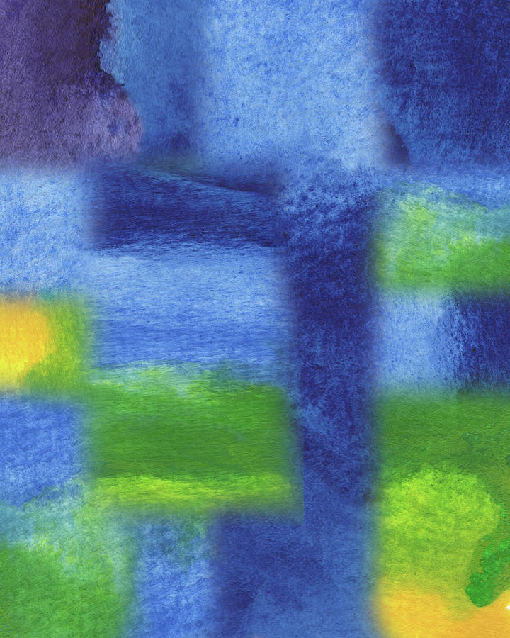 Blue Yellow Green Watercolor Abstract IIi Painting