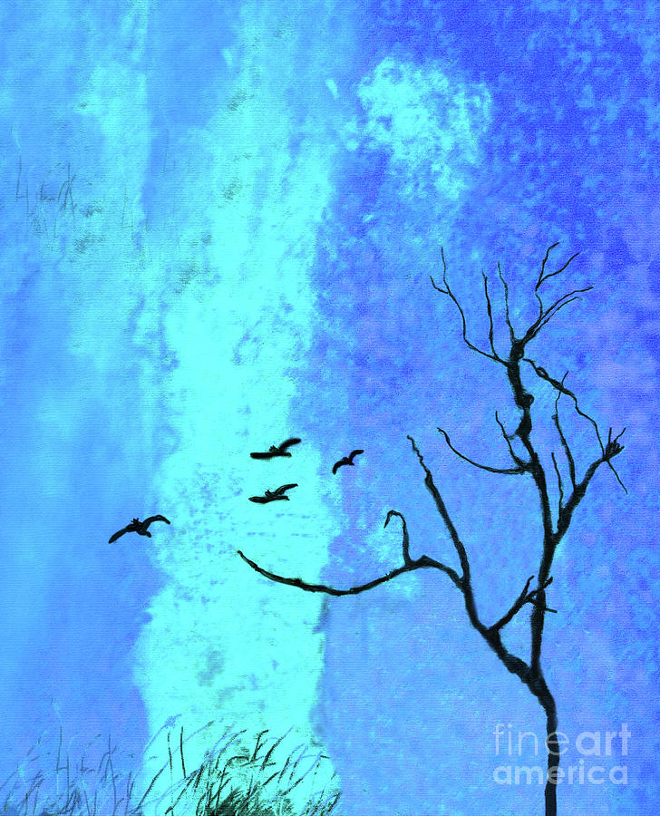 Blue Zen Mixed Media by Sharon Williams Eng