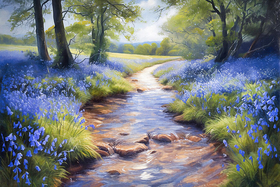 Bluebell Stream Painting