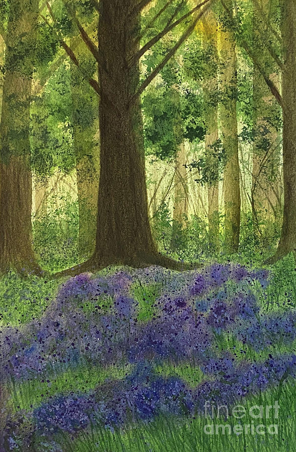 Bluebells in the Woods Painting by Lisa Neuman