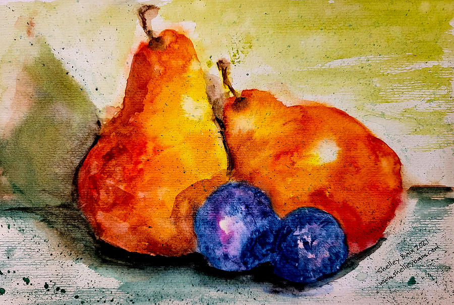 Blueberries and Pears Painting by Shelley Bain