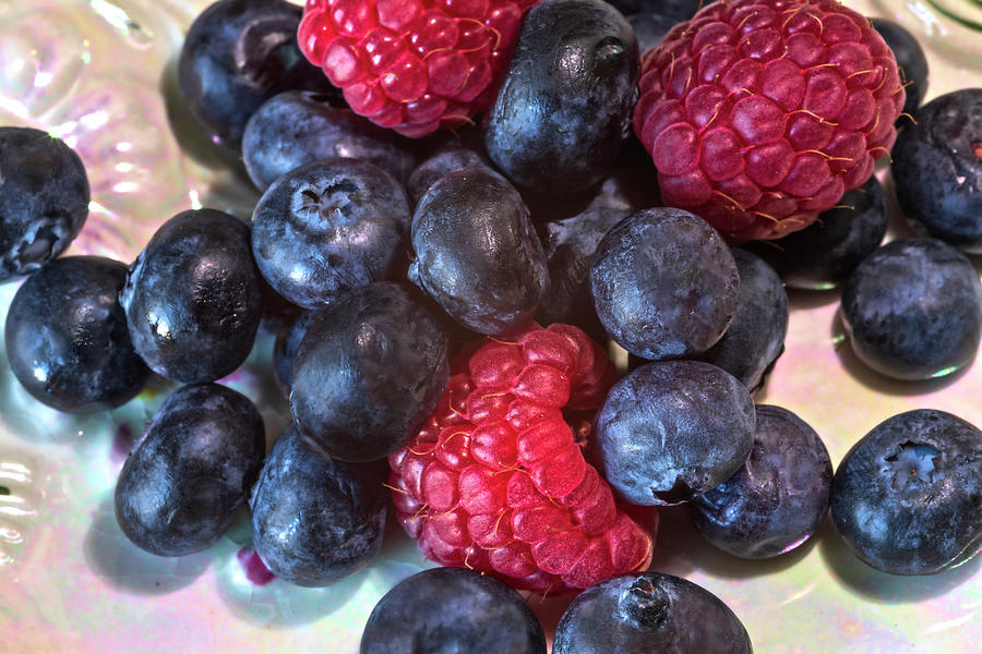 Blueberries and Raspberries Photograph by Lindley Johnson