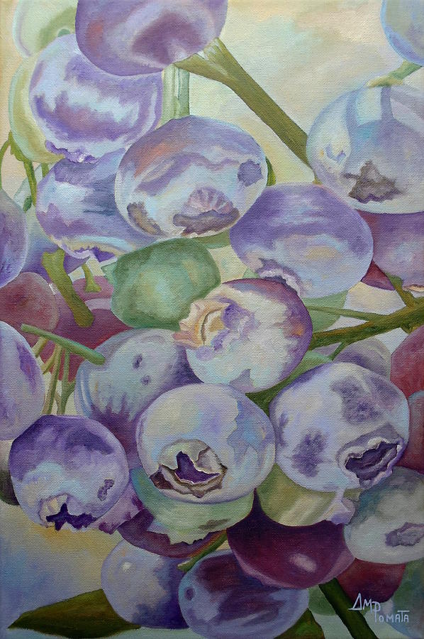 Blueberries Painting by Angeles M Pomata