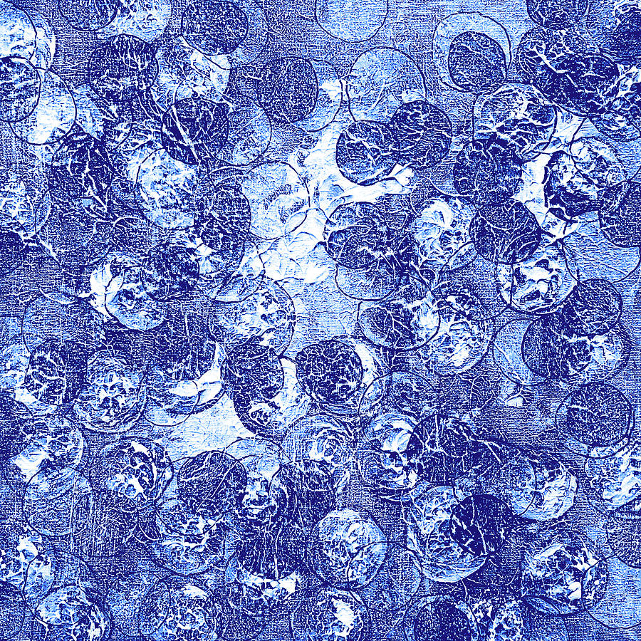 BLUEBERRIES Blue and White Abstract Art Digital Art by Lynnie Lang