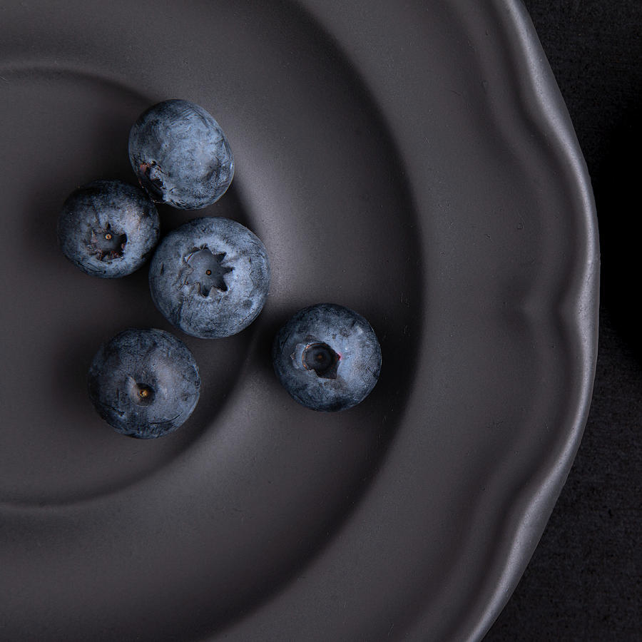 Blueberry Photograph - Blueberries on Black by Tom Mc Nemar