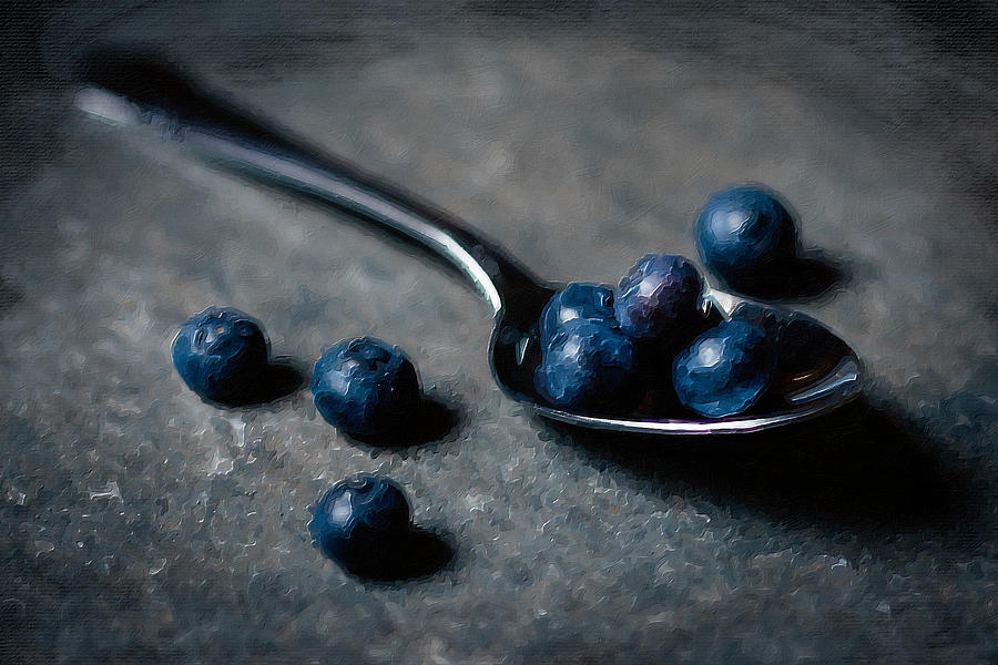 Blueberry Blueberries Still Life Fruit Lover Kitchen Art Painting by Tony Rubino