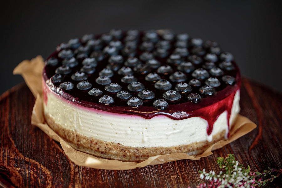 Cheese Photograph - Blueberry Cheese Cake by Nailia Schwarz