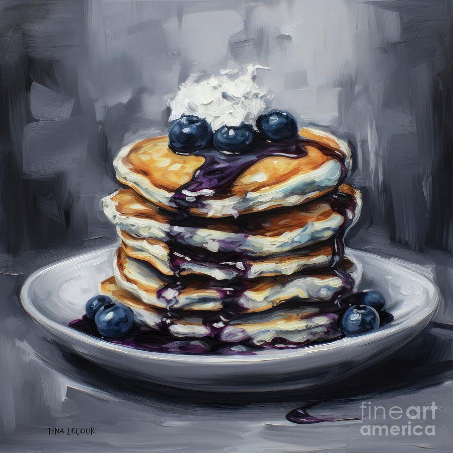 Blueberry Painting - Blueberry Pancakes by Tina LeCour