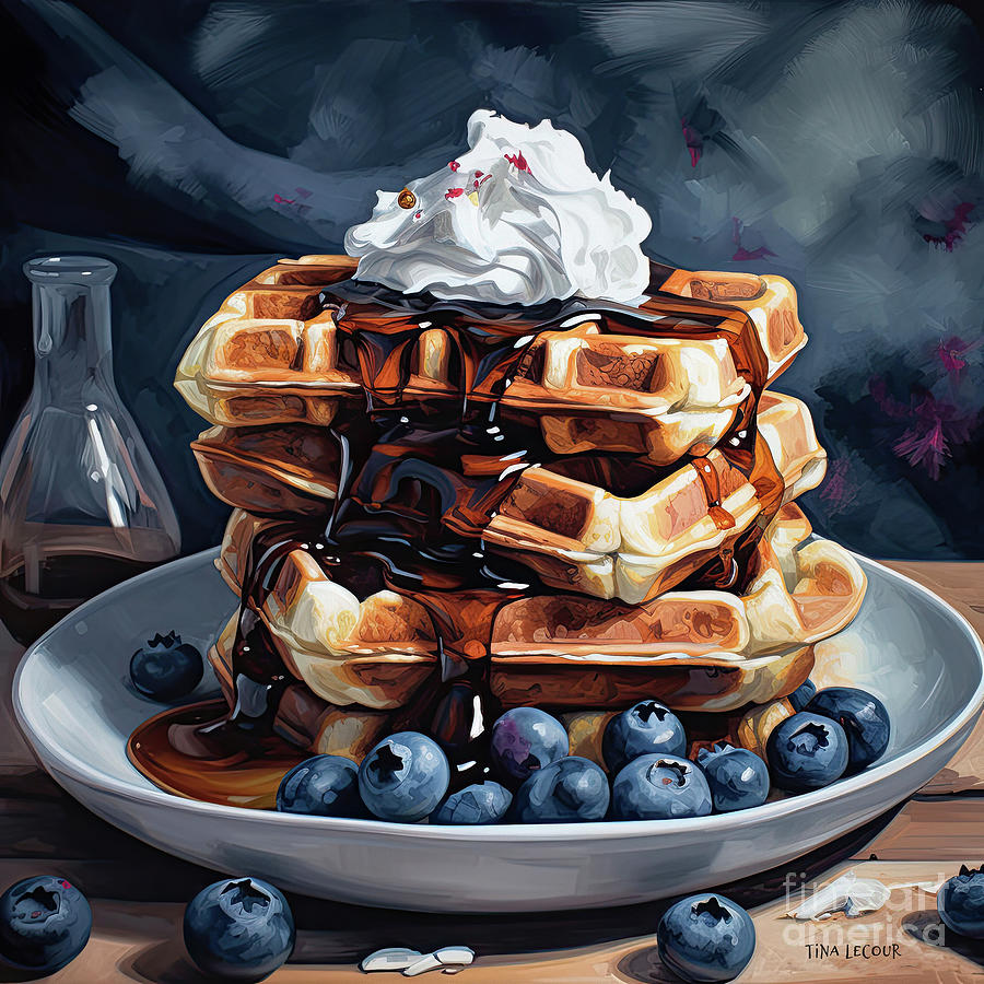 Blueberry Painting - Blueberry Waffles by Tina LeCour