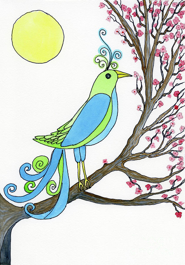 Bluebird and Cherry Blossoms Painting by Norma Appleton