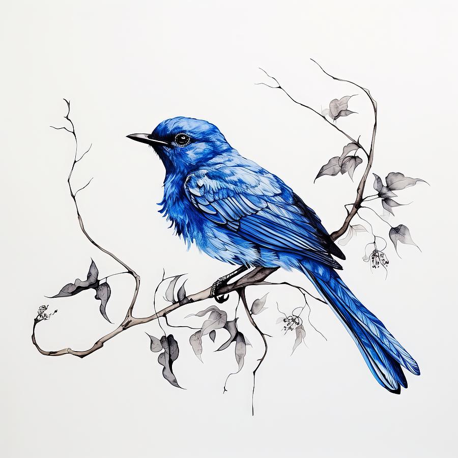 Bluebird Art Painting by Lourry Legarde