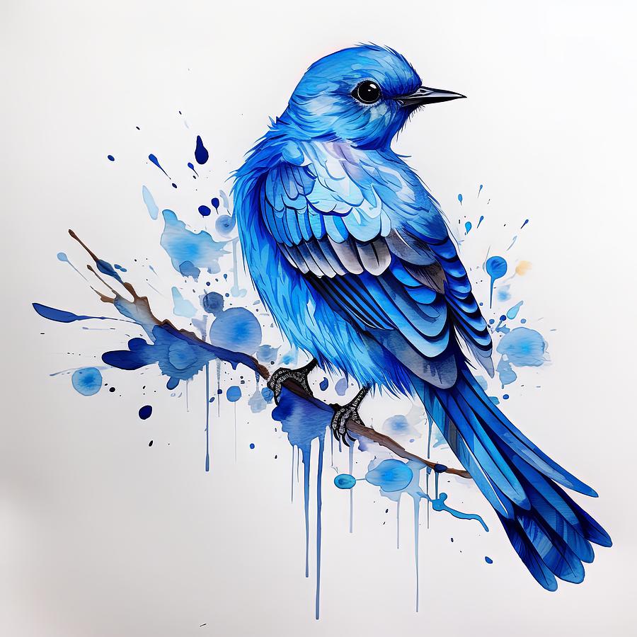 Bluebird Artwork Painting by Lourry Legarde