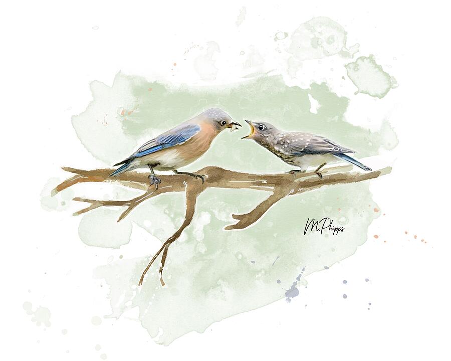 Bird Digital Art - Bluebird Breakfast by Marlene Phipps