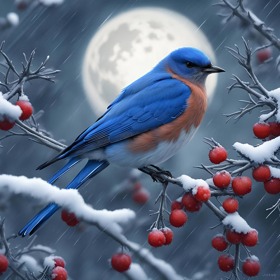 Bluebird Digital Art - Bluebird in the Thorn Bush by Greg Joens Bluebird Digital Art - Bluebird in the Thorn Bush by Greg Joens