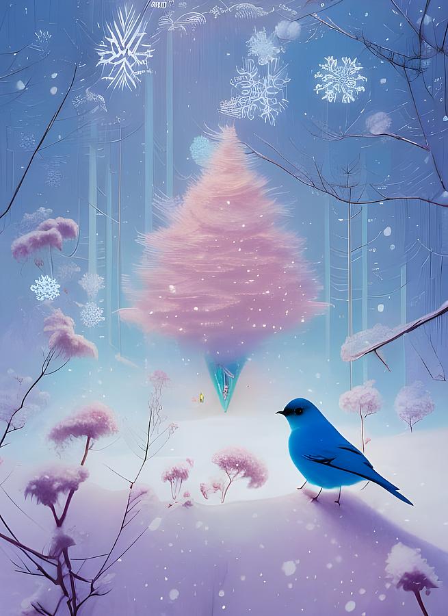 Bluebird in Winter Digital Art by Beverly Read