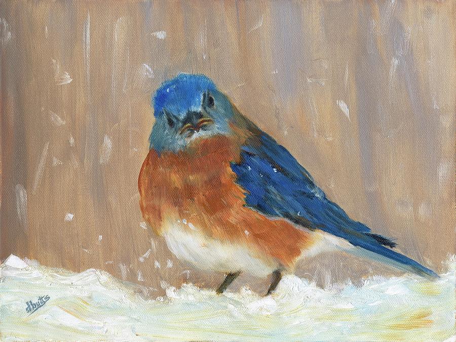 Bluebird in Winter Painting by Deborah Butts