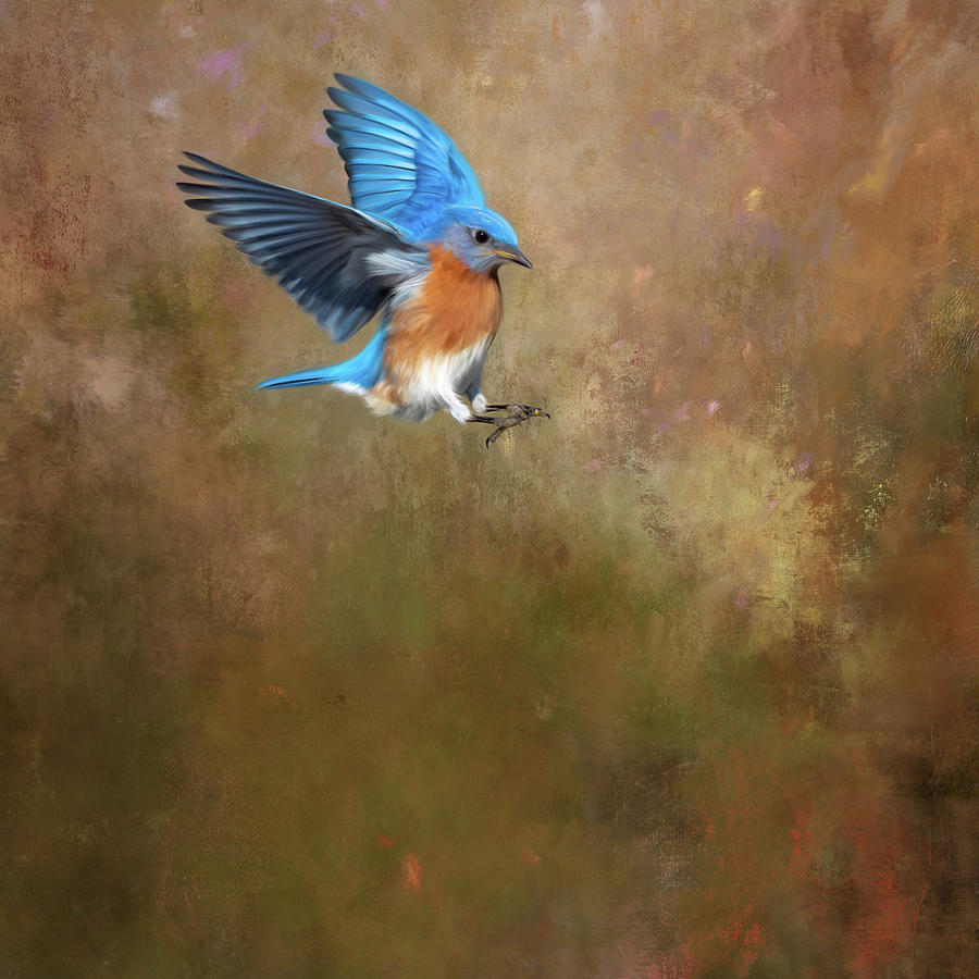 Bluebird Landing Painting by April Johnson