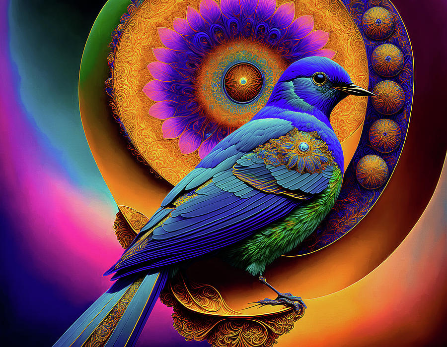 Bluebird of Happiness Digital Art by Peggy Collins