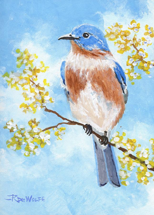 Bluebird of Spring Sketch Painting by Richard De Wolfe