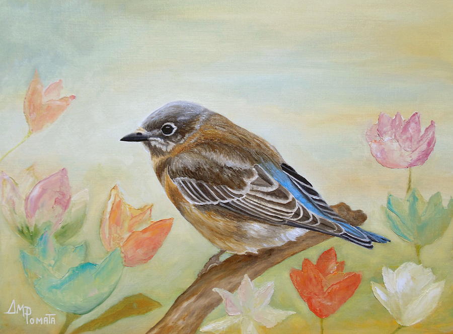 Bluebird On A Sunny Day Painting by Angeles M Pomata