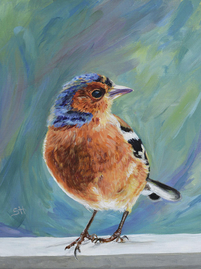 Bluebird Painting - Bluebird on a Wall by Sandy Herrault