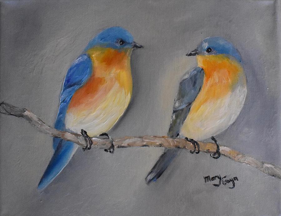 Bluebird pair-2/20 Painting by Mary Gwyn Bowen