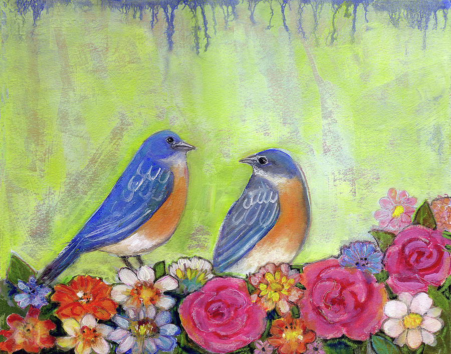Bluebird Pair Painting by Blenda Studio