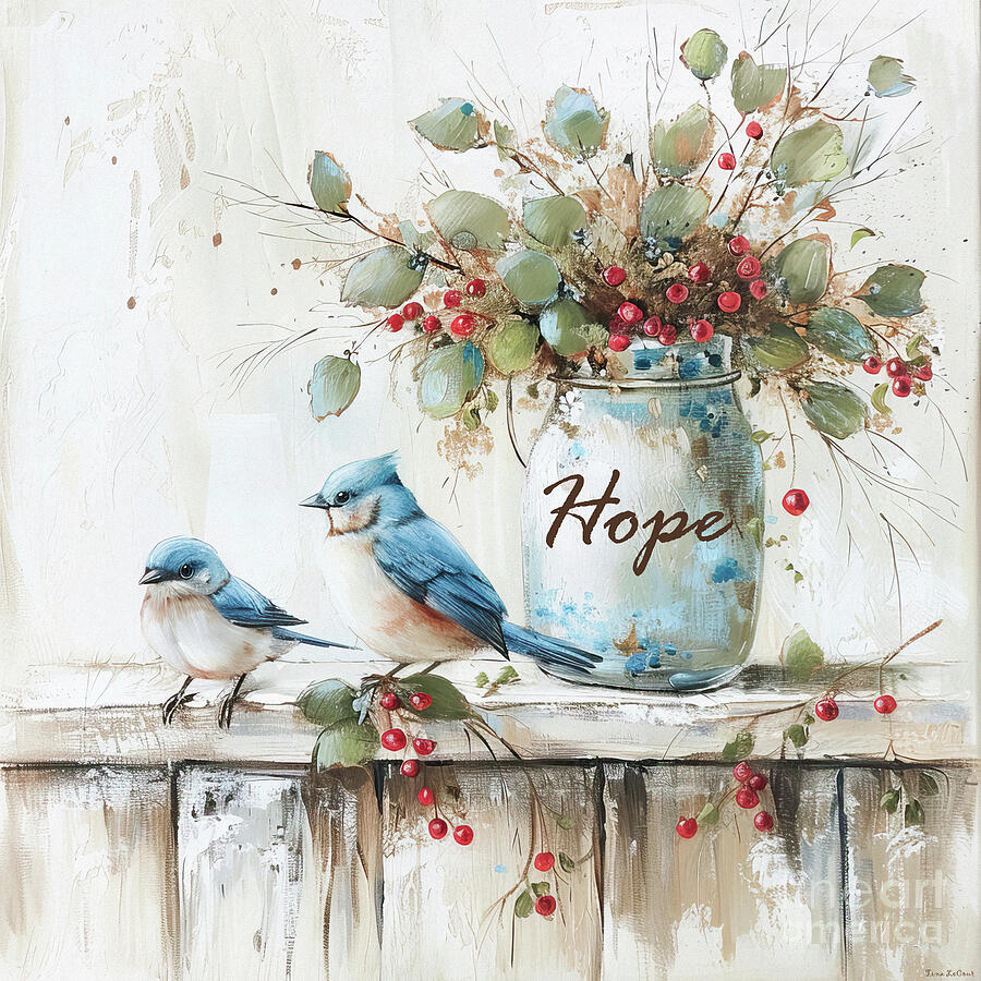 Bluebirds And Hope Painting by Tina LeCour Bluebirds And Hope Painting by Tina LeCour
