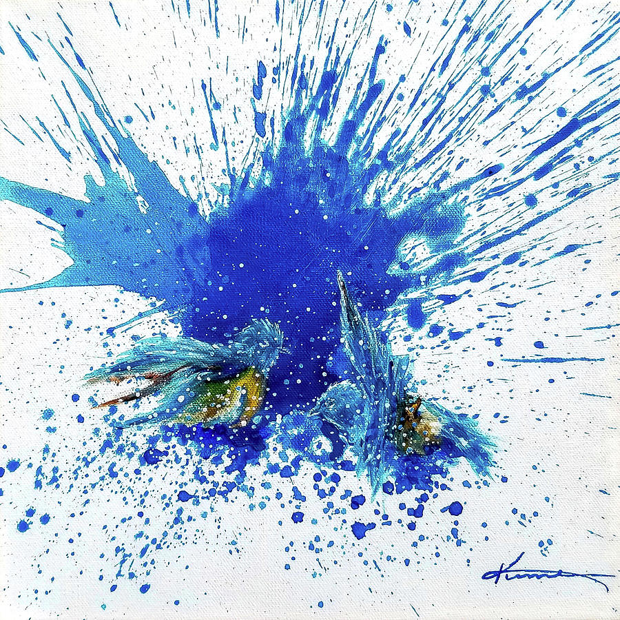 Bluebirds Bathing Painting by Kume Bryant