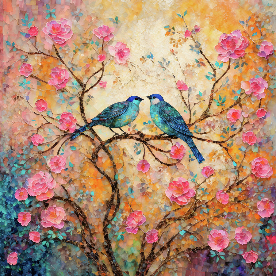 Bluebirds in Spring Digital Art by Peggy Collins