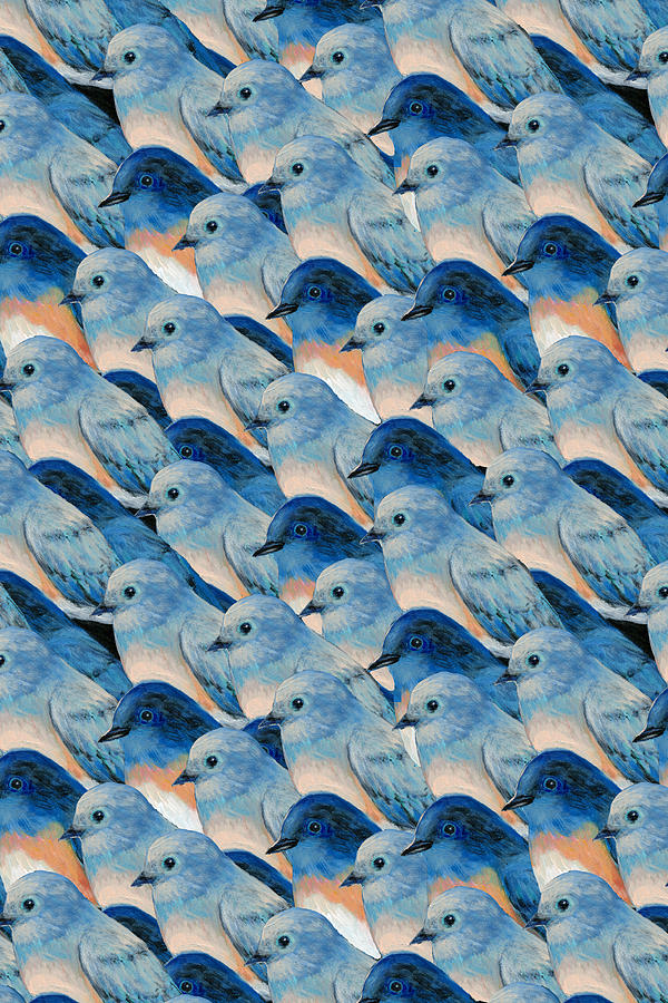 Bluebirds Pattern Painting by Jennifer Lommers