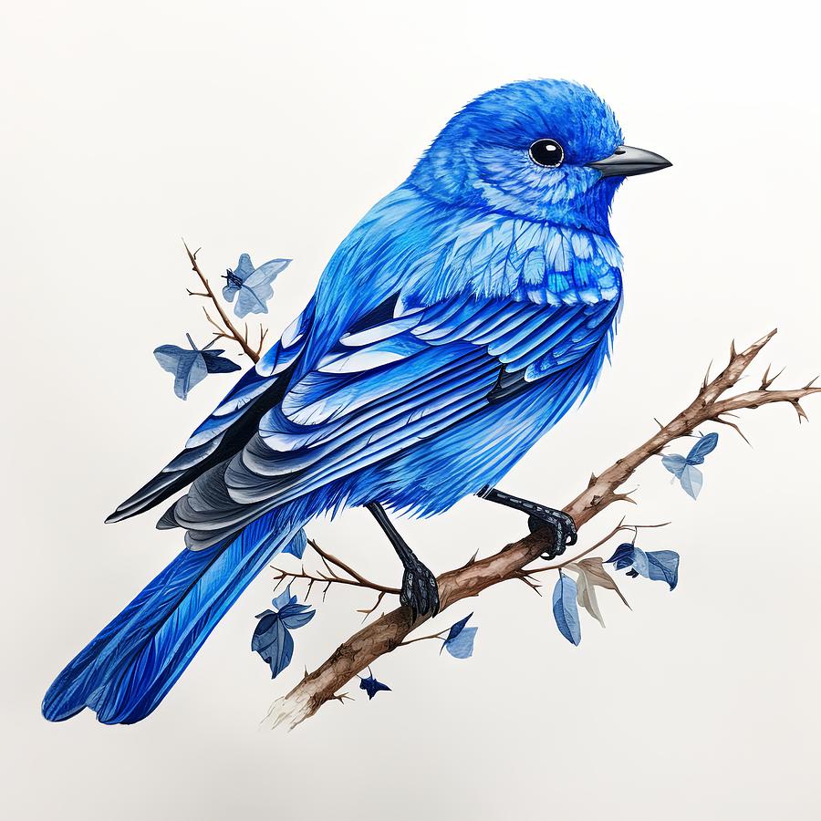 Bluebirds Spirit Painting by Lourry Legarde