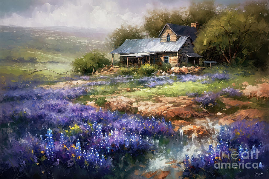 Bluebonnet Ranch Painting by Tina LeCour