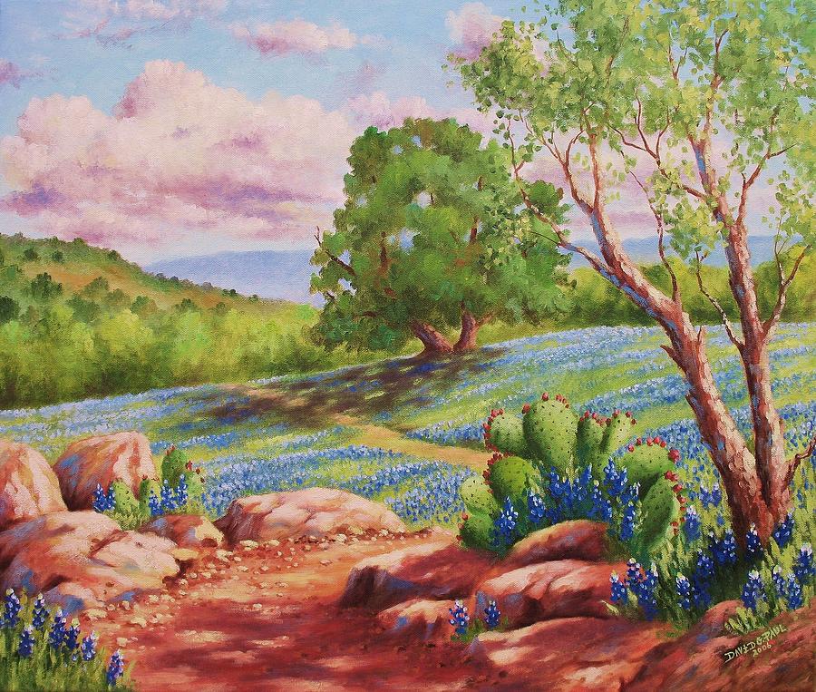 Bluebonnet Trail Painting by David G Paul