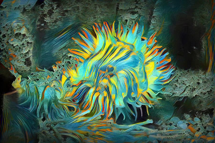 Bluegreen Sea Anemone Digital Art