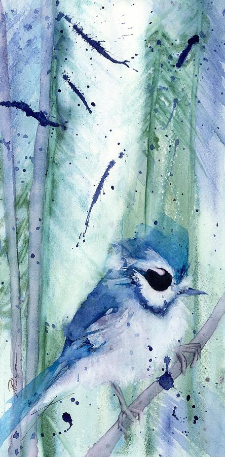 Bluejay In The Forest Painting by Dawn Derman Bluejay In The Forest Painting by Dawn Derman