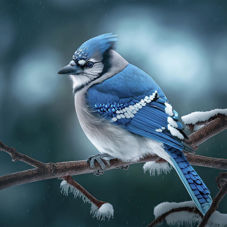 Bluejay on a Tree Branch Photograph by Jim Vallee