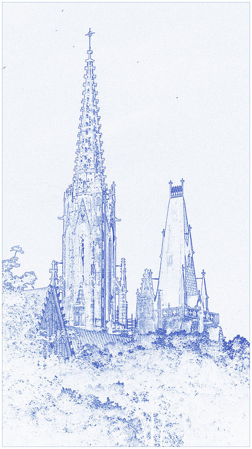 Blueprint Drawing - Cathedral in Poland Painting by Celestial Images