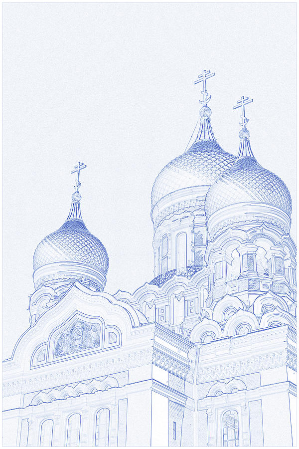 Blueprint Drawing - Church in Tallin, Estonia Painting by Celestial Images
