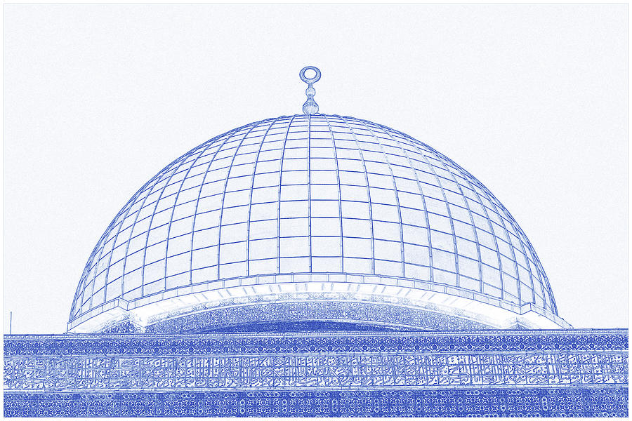 Blueprint Drawing Dome of the Rock, Jerusalem, Israel Painting by