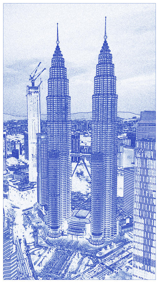 Blueprint Drawing - Federal Territory of Kuala Lumpur, Malaysia Painting by Celestial Images