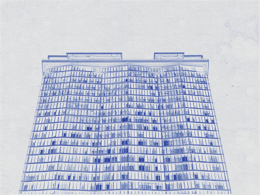 Blueprint drawing of Chicago Skyline, Illinois, USA - 27 Digital Art by Celestial Images