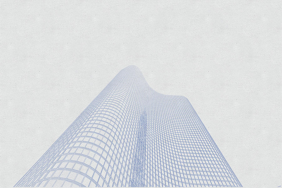 Blueprint Drawing Of Chicago Skyline, Illinois, Usa - 30 Digital Art
