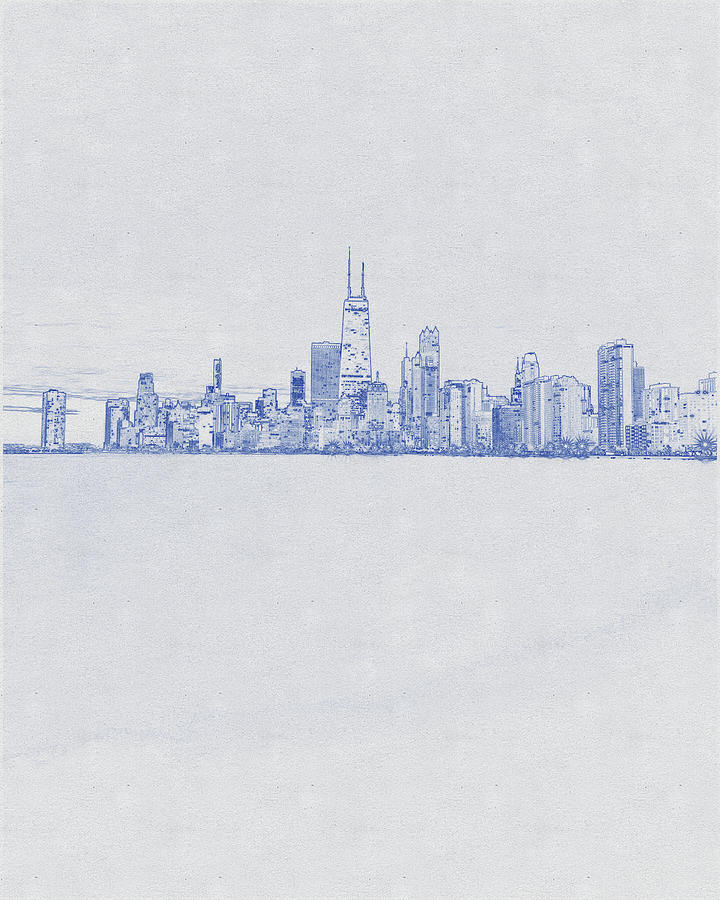 Blueprint Drawing Of Chicago, United States 2 Digital Art