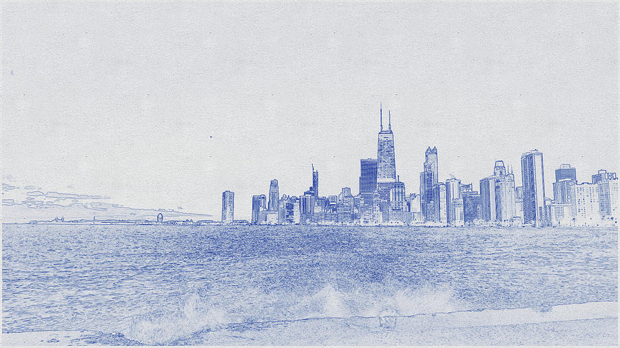 Blueprint drawing of Chicago, United States 7 Digital Art by Celestial Images
