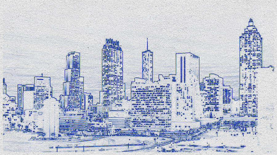 Blueprint drawing of Cityscape 17 Digital Art by Celestial Images
