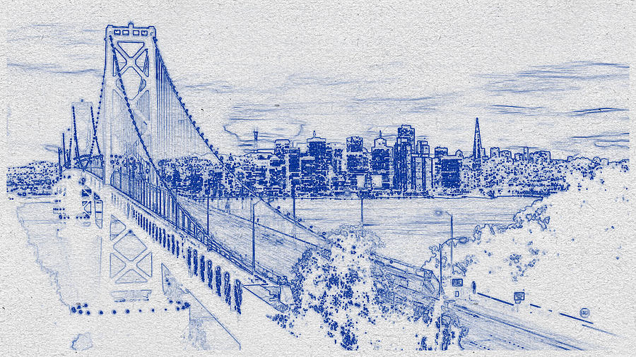 Blueprint drawing of Cityscape 18 Digital Art by Celestial Images