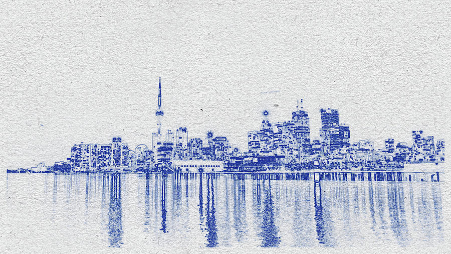 Blueprint drawing of Cityscape 26 Digital Art by Celestial Images