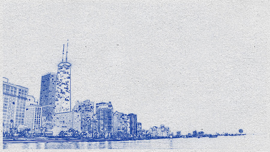 Blueprint drawing of Cityscape 35 Digital Art by Celestial Images